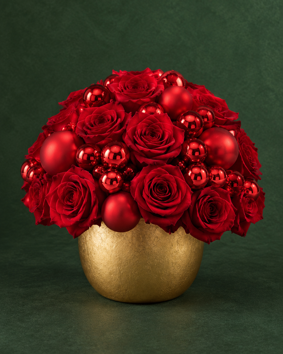 Crimson Christmas Rose Arrangement