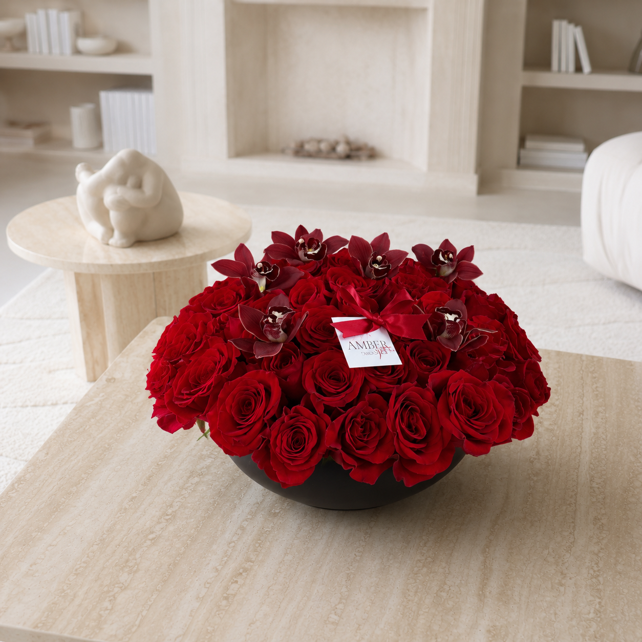 Red Rose & Orchid Arrangement