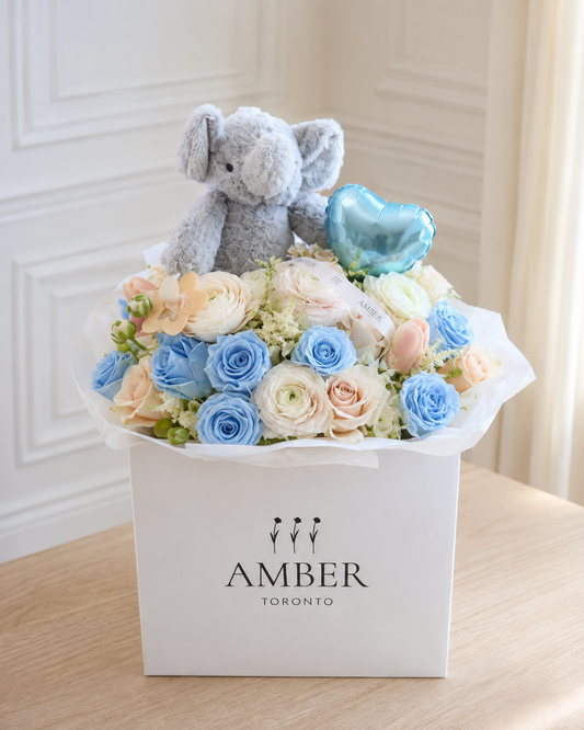 Baby Blue Welcome Baby Boy Flower Bouquet
