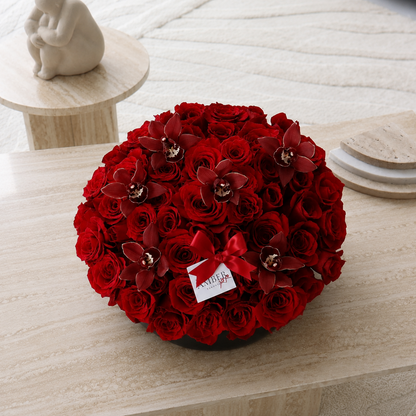 Red Rose & Orchid Arrangement