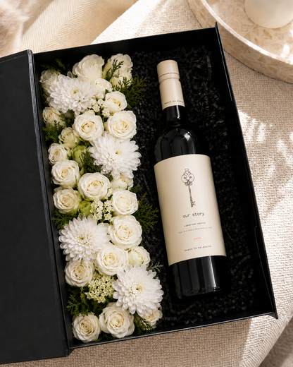 White Flowers & Liquor Gift Box