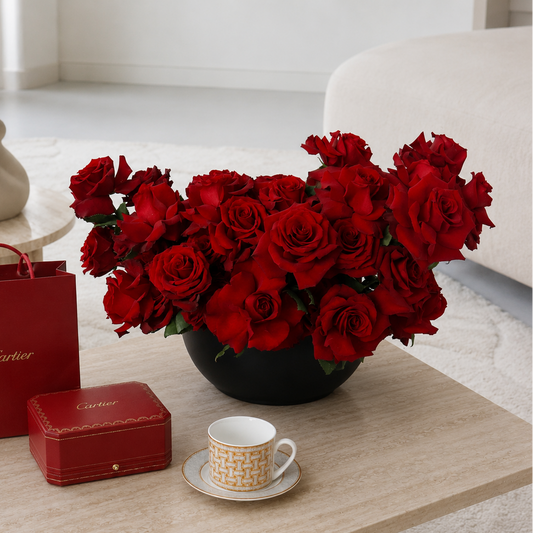 Red Rose Bowl Arrangement