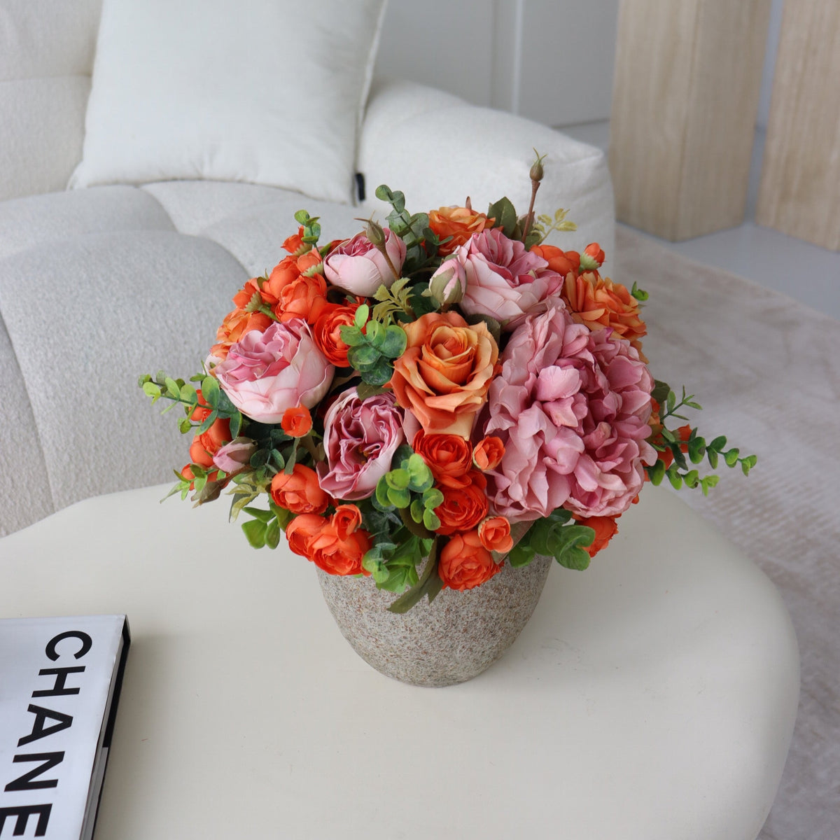 Peachy Orange Artificial Flower Arrangement