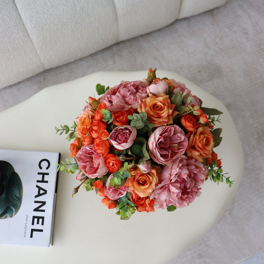 Peachy Orange Artificial Flower Arrangement