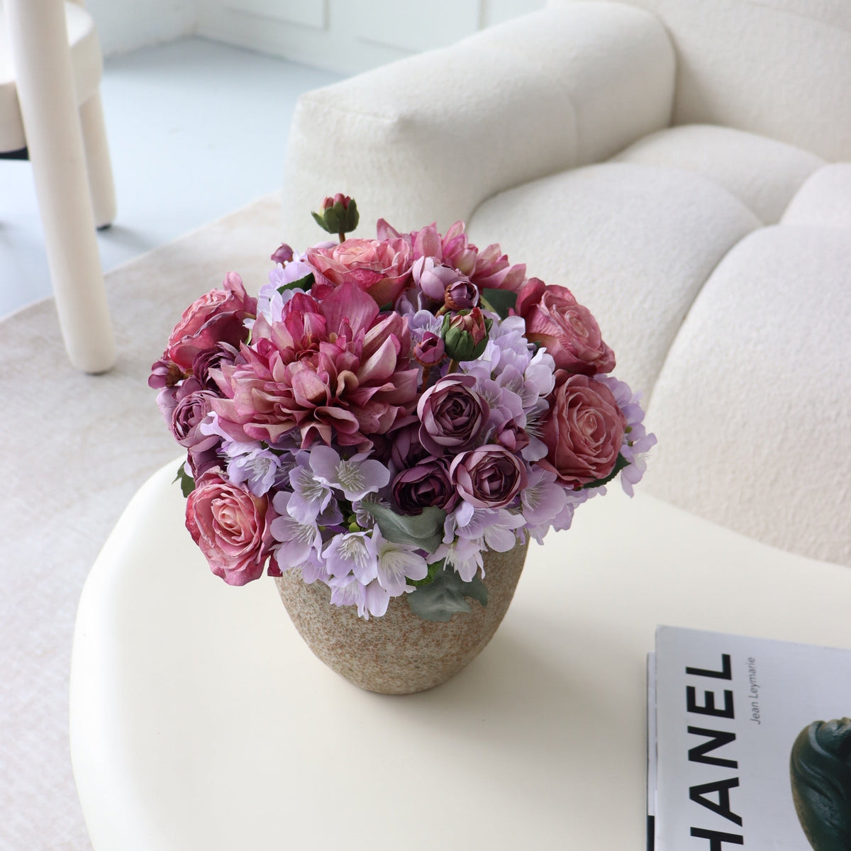 Faux Purple Blooms in Vase