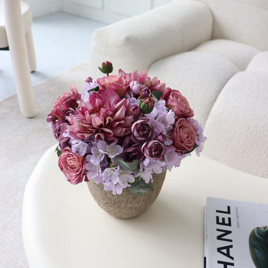 Faux Purple Blooms in Vase