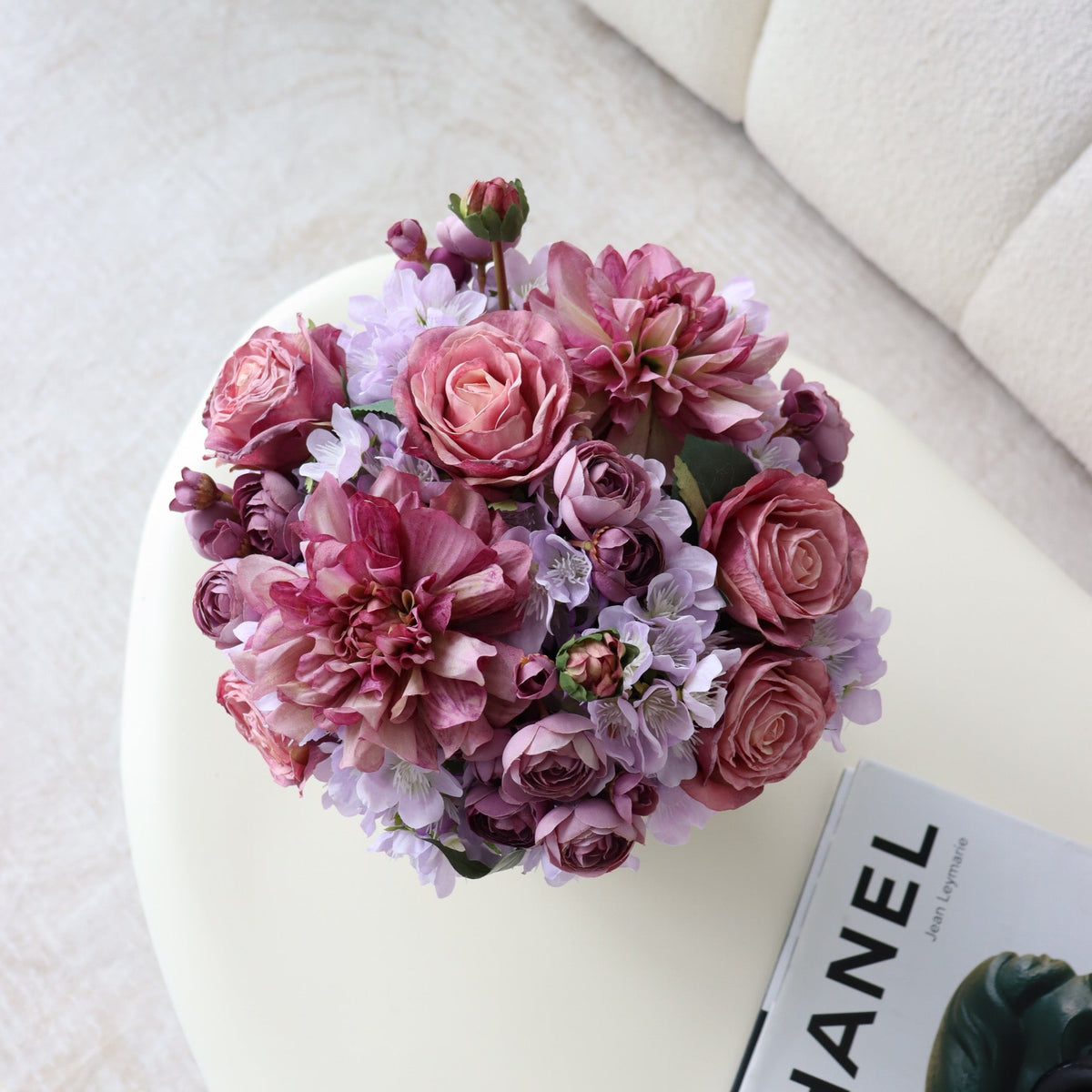 Faux Purple Blooms in Vase