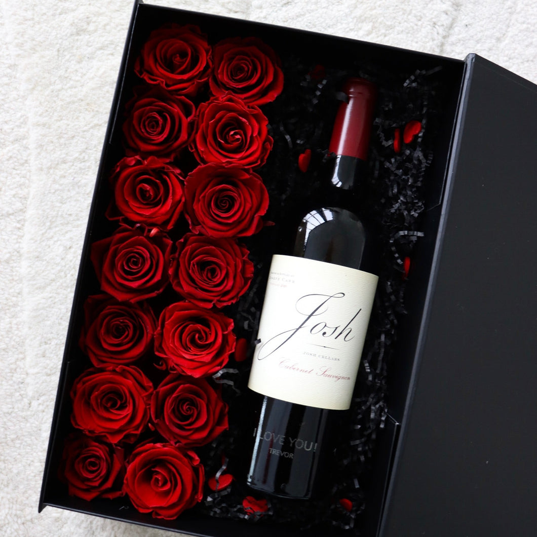 Personalized Flower and Wine Gift Set