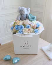 Load image into Gallery viewer, Baby Blue Welcome Baby Boy Flower Bouquet

