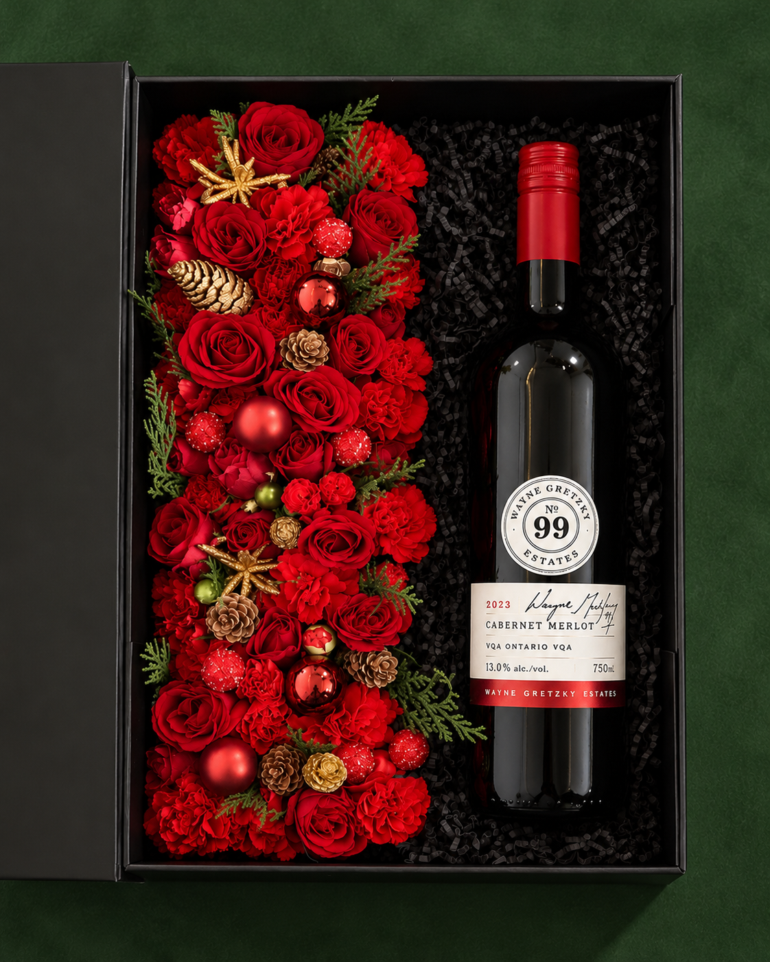 Wine & Red Holiday Floral Centrepiece