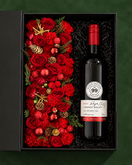 Wine & Red Holiday Floral Centrepiece