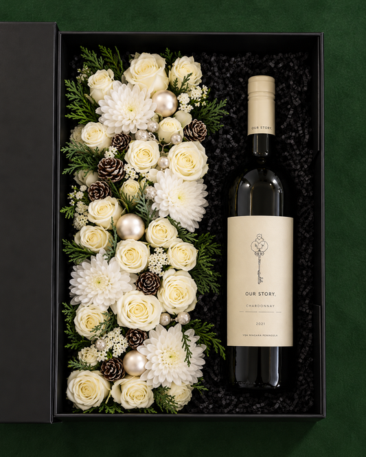 Wine & White Holiday Floral Centrepiece