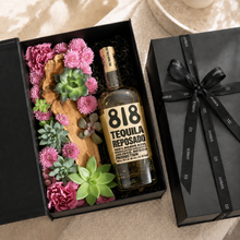 Load image into Gallery viewer, Purple Succulent Flowers &amp; Liquor Gift Box

